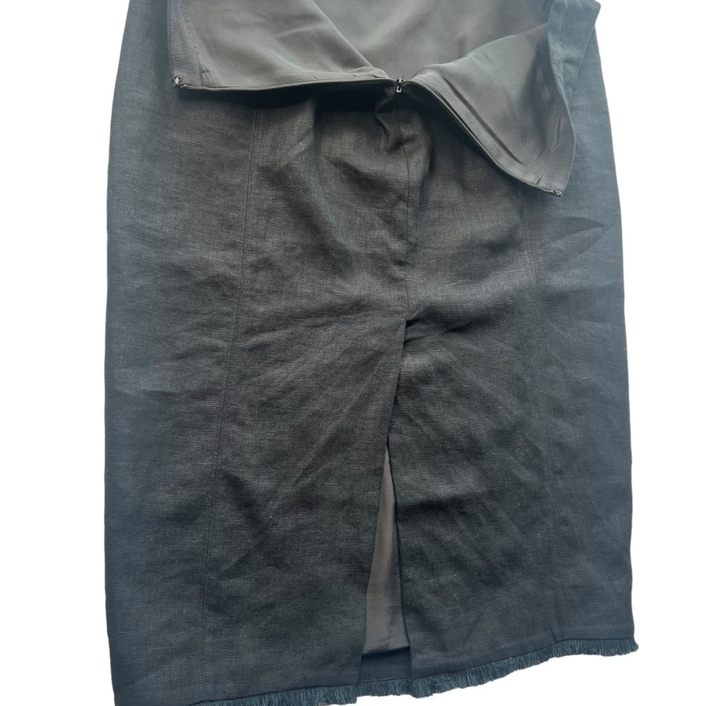 J.Crew Heavyweight Linen Fringe Pencil MIDI Skirt in Black Size 12 - Picture 3 of 9
